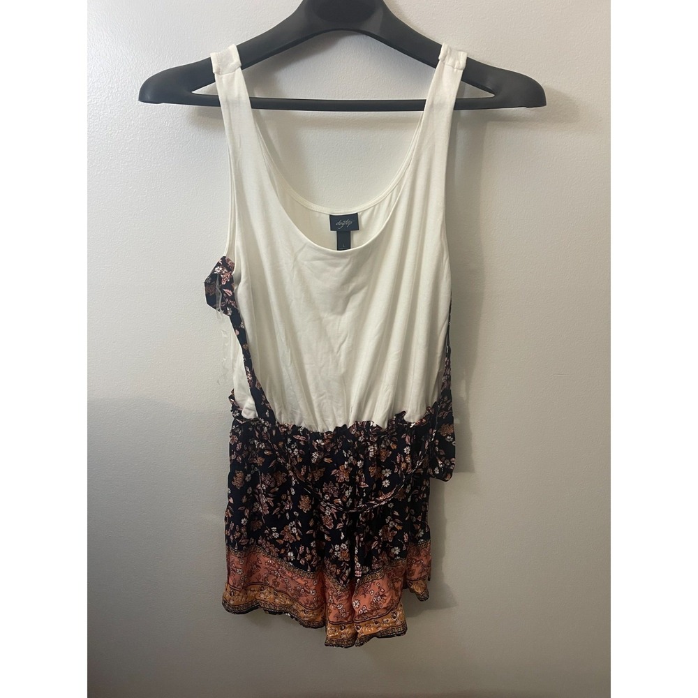 Daytrip Womens Navy Coral Floral Tank Romper NZ6B2390U Large NWT